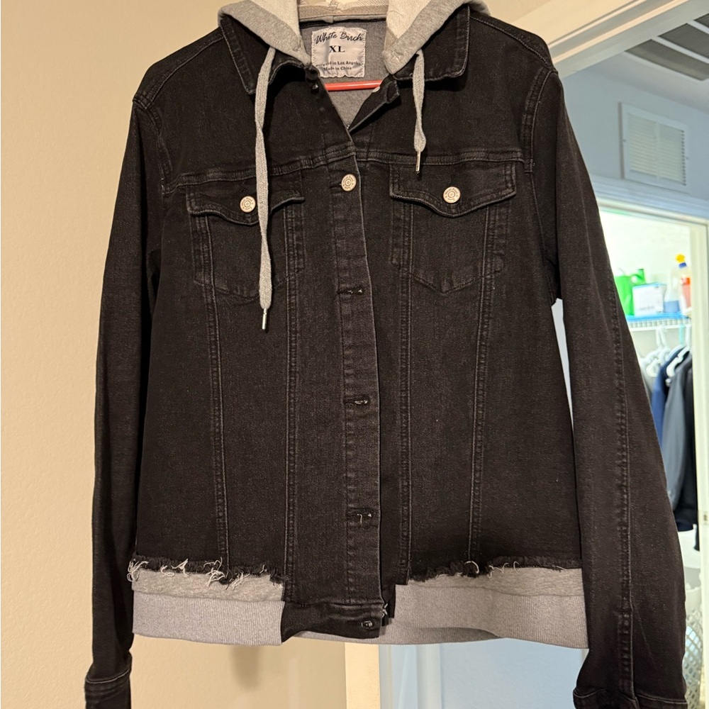 White Birch black Jean and Gray Knit Jacket